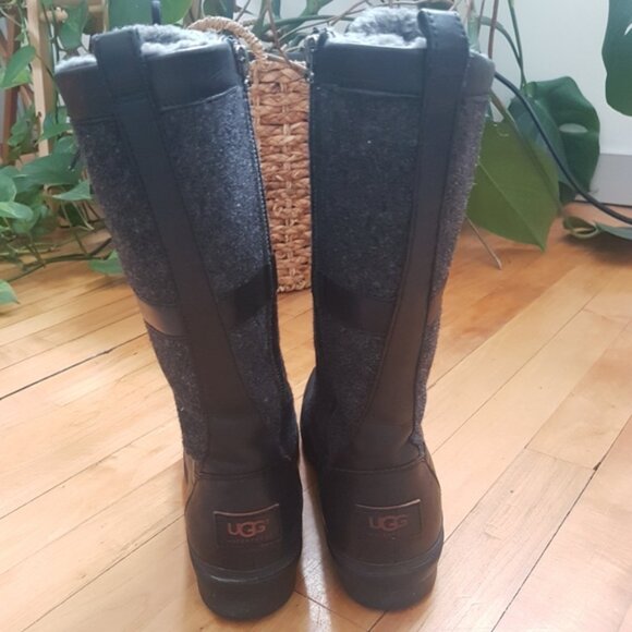 UGG Womens Leather Lace Up Elvia Waterproof Knee High Wool Lined Boots Sz 8 - Picture 7 of 15